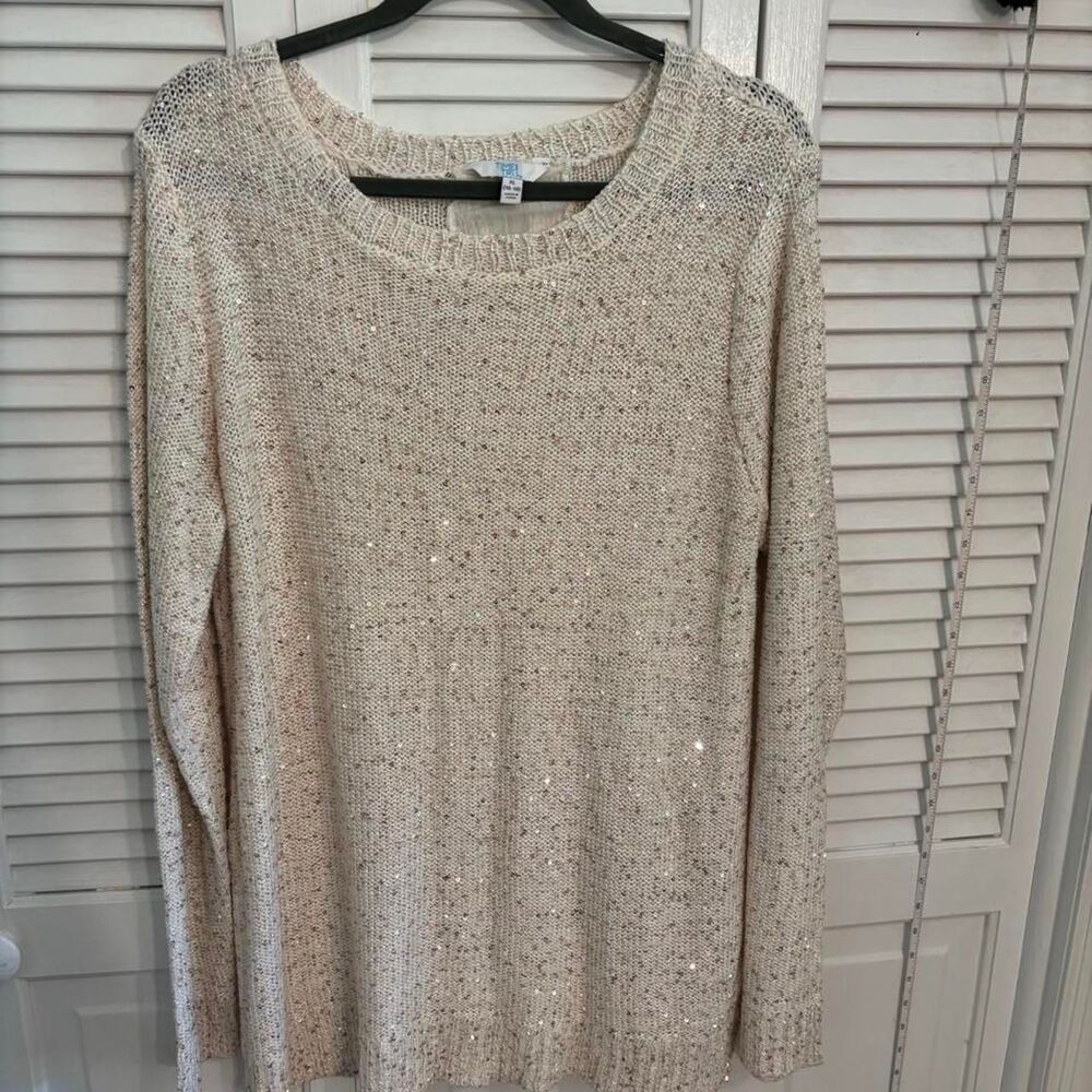 Time-and-tru Women's Cream and Gold Jumper